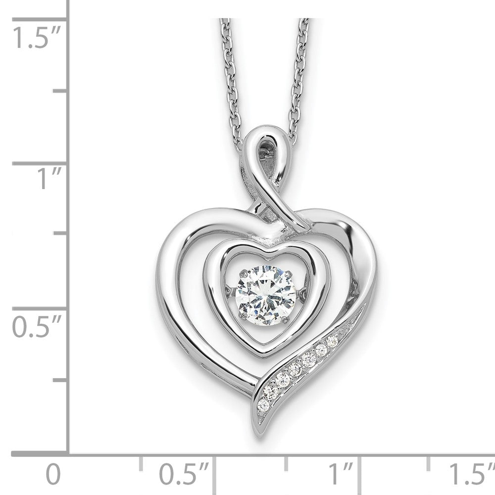 Sterling Silver Cheryl M Rhod-Pltd Vibrant CZ Awareness Heart w/2in Ext Necklace