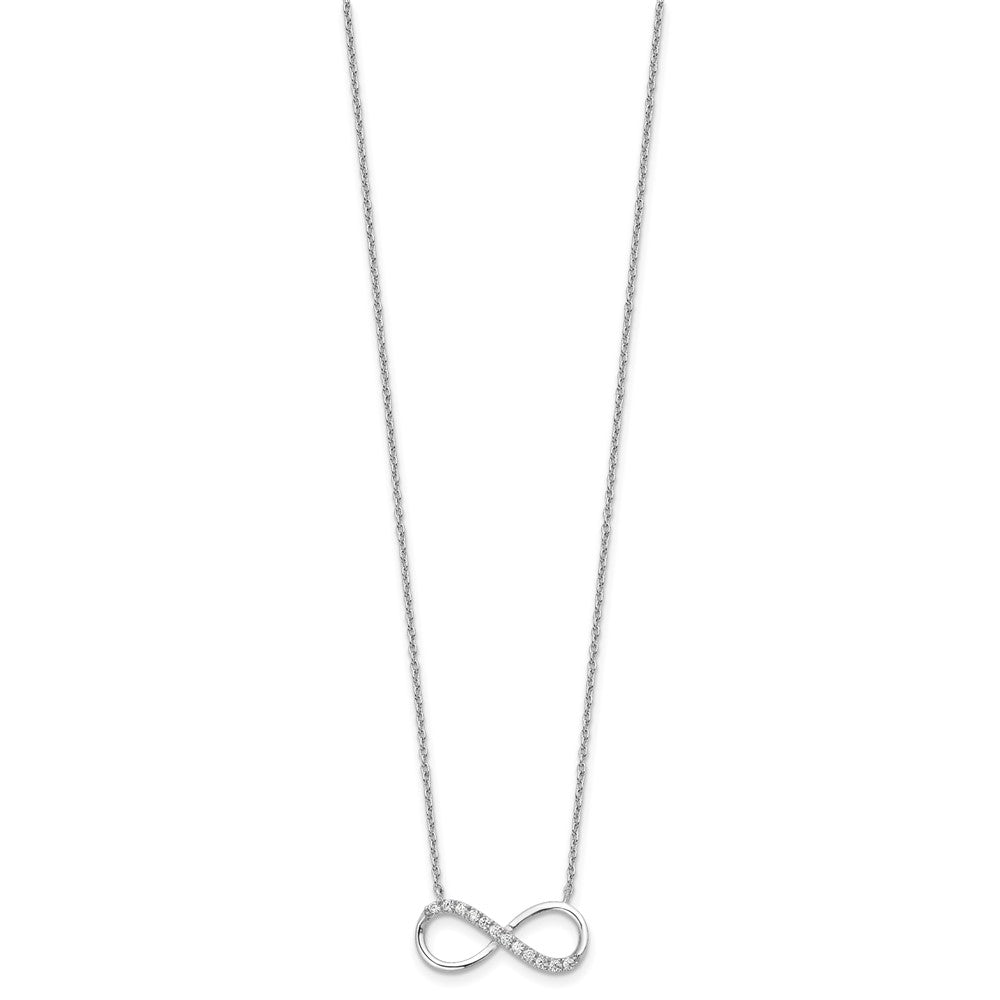 Sterling Silver Cheryl M Rhodium-Plated CZ Infinity Necklace