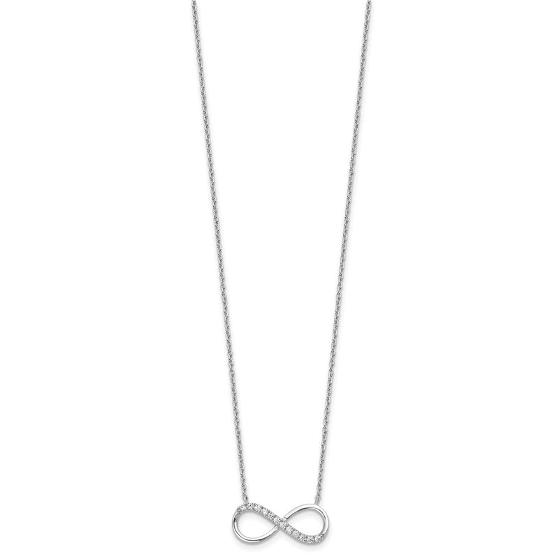 Sterling Silver Cheryl M Rhodium-Plated CZ Infinity Necklace
