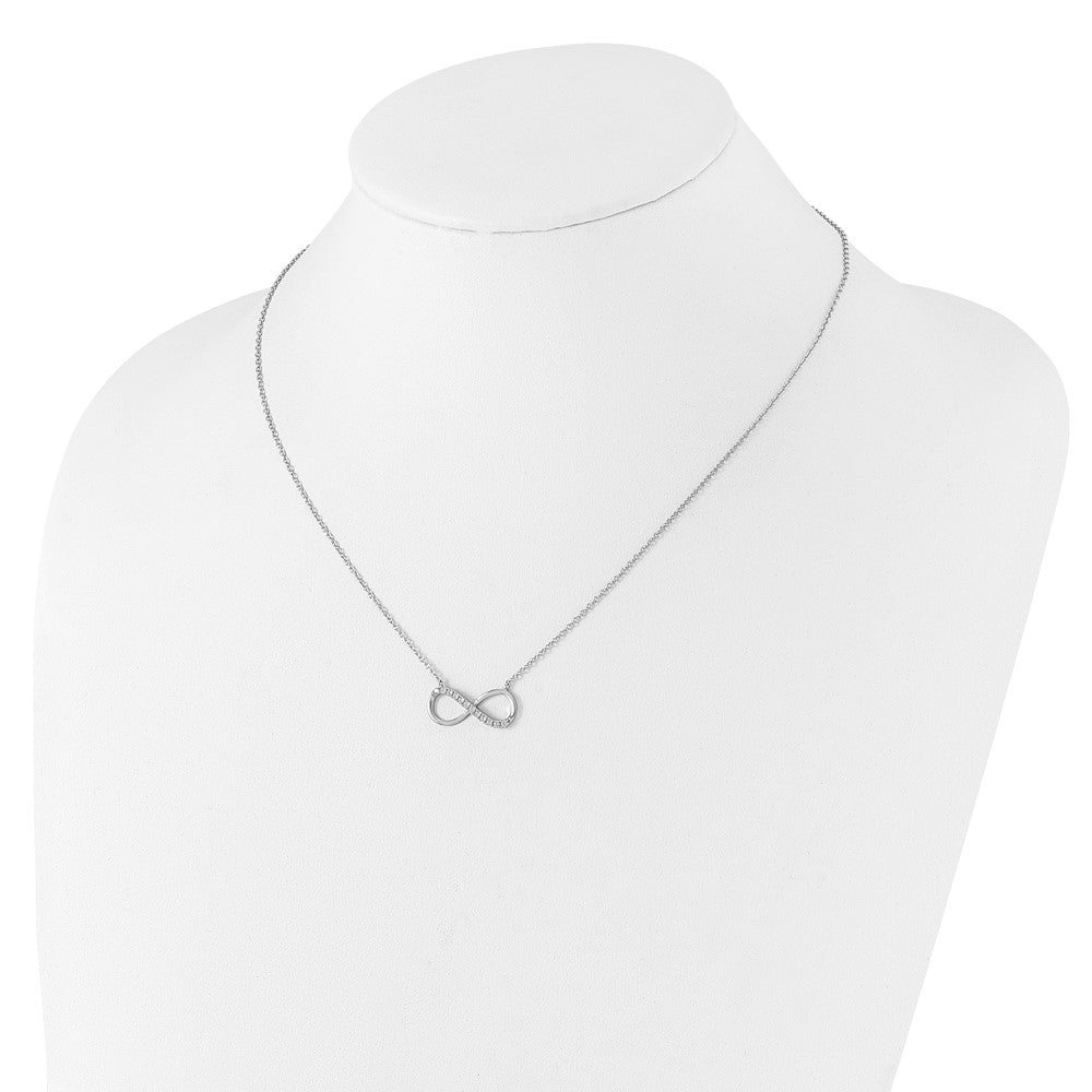 Sterling Silver Cheryl M Rhodium-Plated CZ Infinity Necklace