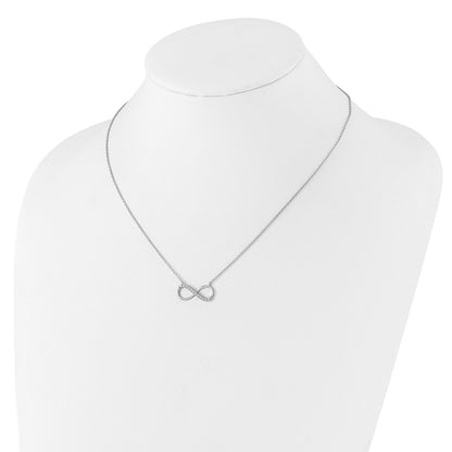 Sterling Silver Cheryl M Rhodium-Plated CZ Infinity Necklace