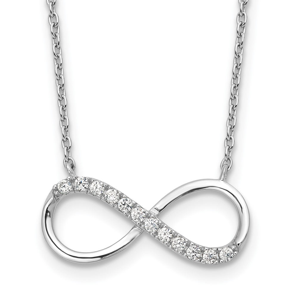 Sterling Silver Cheryl M Rhodium-Plated CZ Infinity Necklace