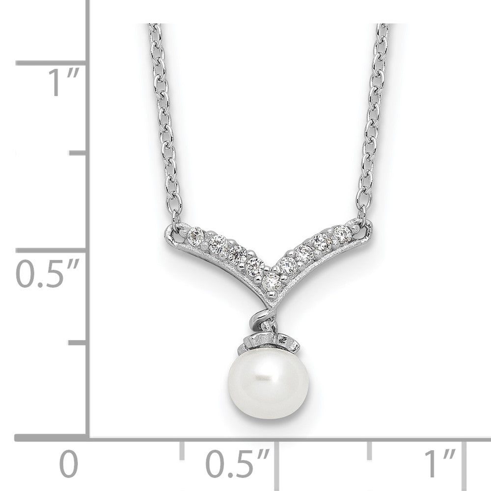 Sterling Silver Cheryl M Rhodium-Plated CZ & Fwc Pearl Necklace