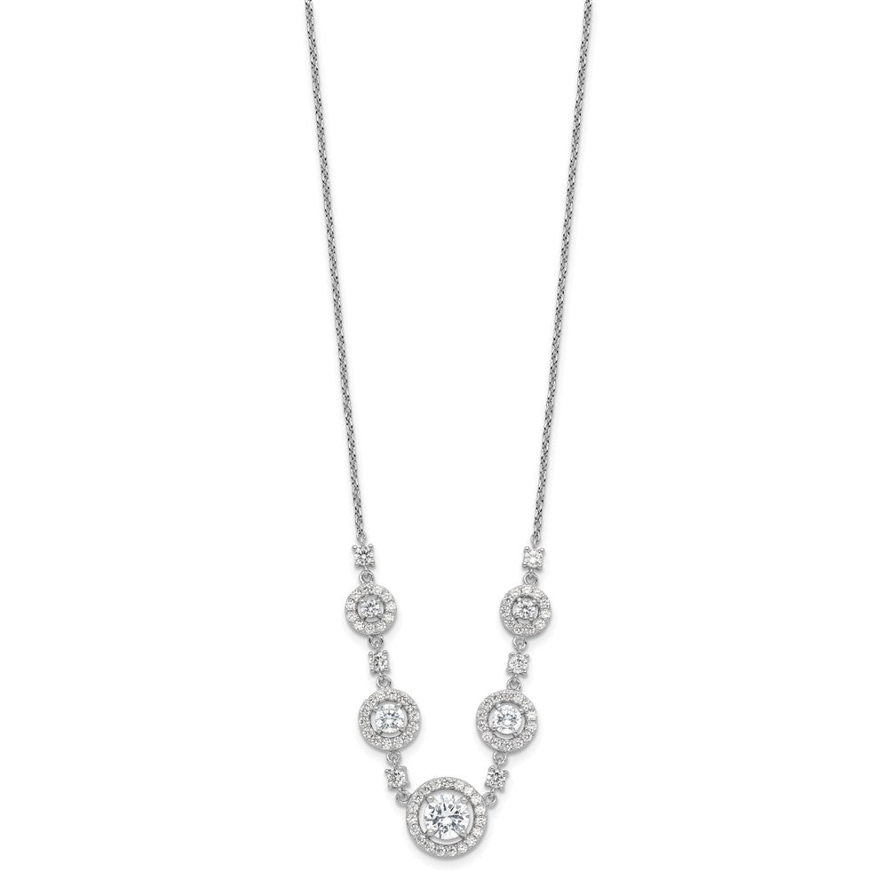 Sterling Silver Cheryl M Rhodium-Plated Fancy CZ Circles Necklace