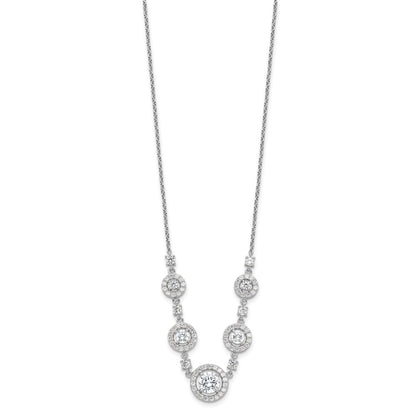Sterling Silver Cheryl M Rhodium-Plated Fancy CZ Circles Necklace