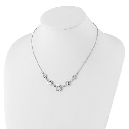 Sterling Silver Cheryl M Rhodium-Plated Fancy CZ Circles Necklace