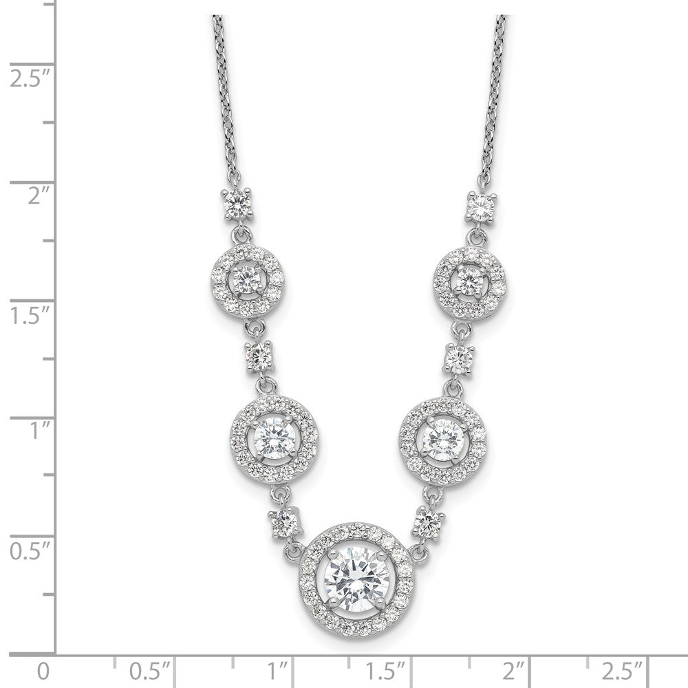 Sterling Silver Cheryl M Rhodium-Plated Fancy CZ Circles Necklace