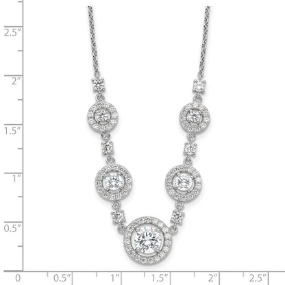 Sterling Silver Cheryl M Rhodium-Plated Fancy CZ Circles Necklace