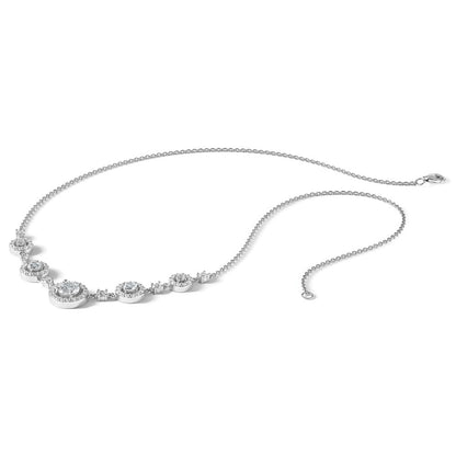 Sterling Silver Cheryl M Rhodium-Plated Fancy CZ Circles Necklace