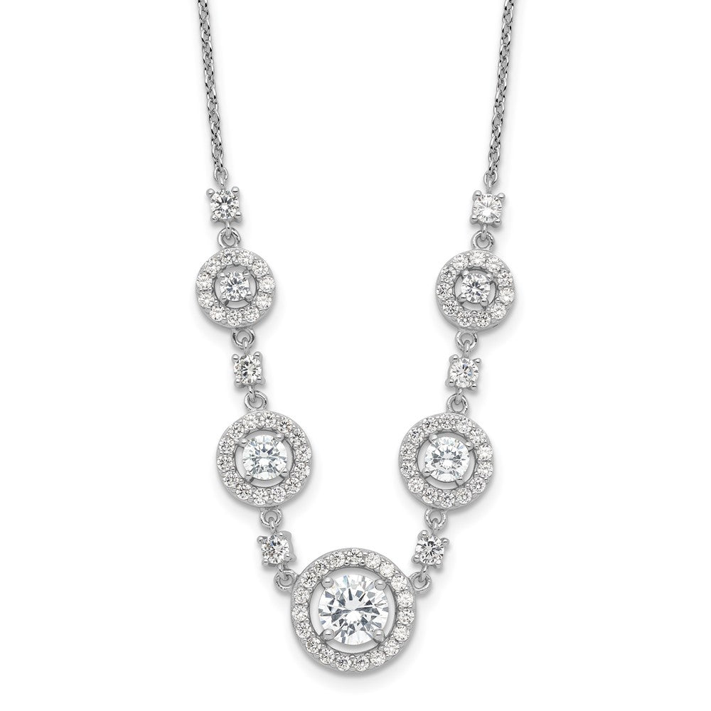 Sterling Silver Cheryl M Rhodium-Plated Fancy CZ Circles Necklace