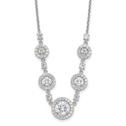 Sterling Silver Cheryl M Rhodium-Plated Fancy CZ Circles Necklace