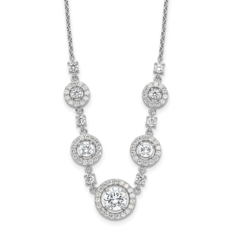 Sterling Silver Cheryl M Rhodium-Plated Fancy CZ Circles Necklace