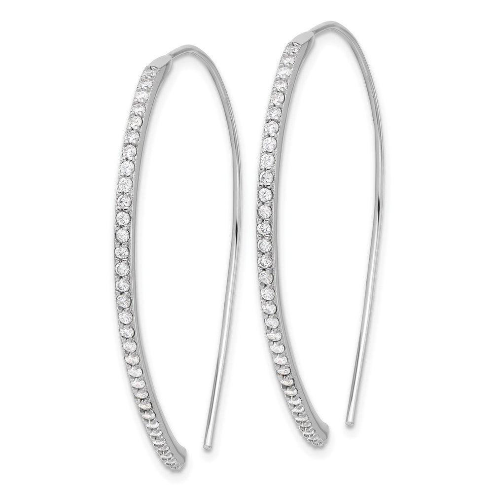 Sterling Silver Cheryl M Rhodium-Plated CZ Threader Earrings