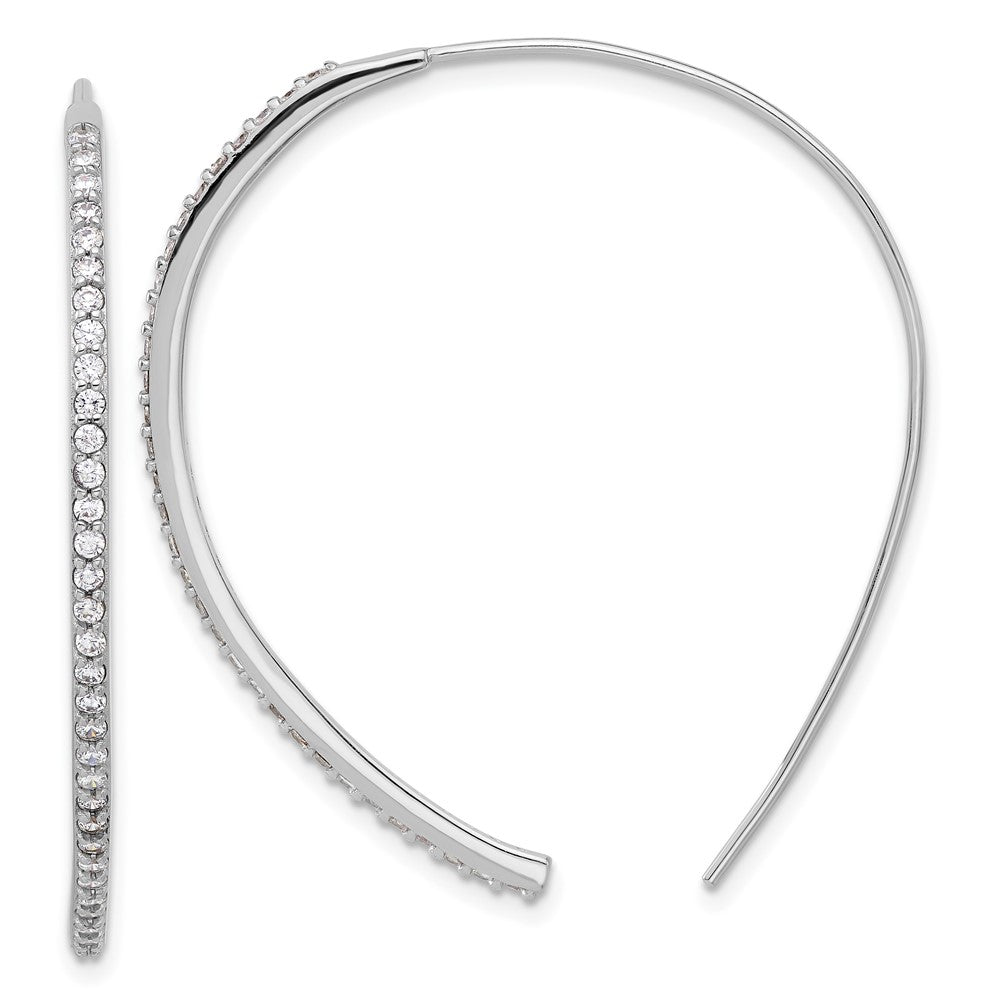 Sterling Silver Cheryl M Rhodium-Plated CZ Threader Earrings