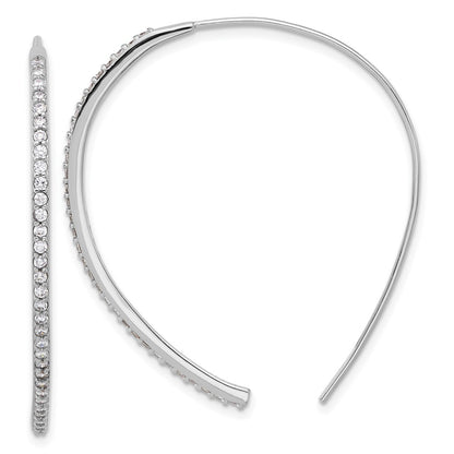 Sterling Silver Cheryl M Rhodium-Plated CZ Threader Earrings