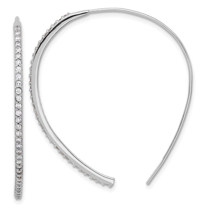 Sterling Silver Cheryl M Rhodium-Plated CZ Threader Earrings
