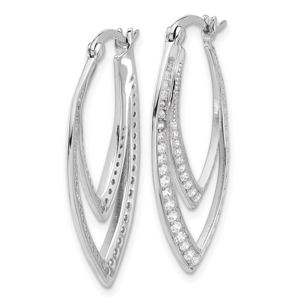 Sterling Silver Cheryl M Rhod-Pltd CZ Double Marquise Hoop Earrings