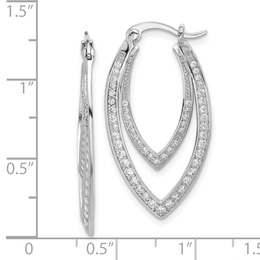 Sterling Silver Cheryl M Rhod-Pltd CZ Double Marquise Hoop Earrings