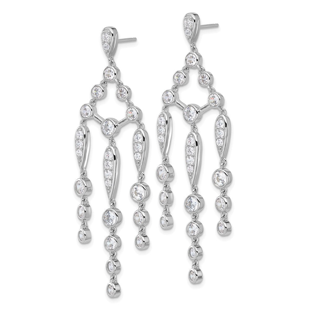 Sterling Silver Cheryl M Rhod-Pltd CZ Chandelier Post Dangle Earrings