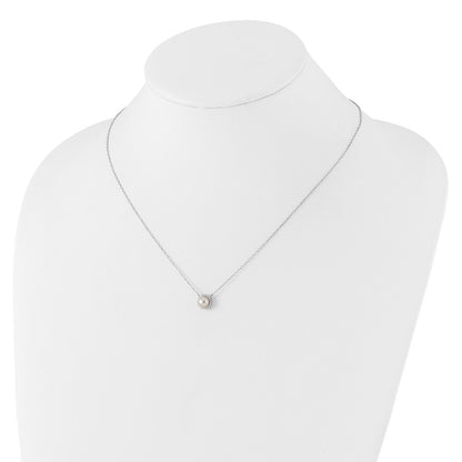 Sterling Silver Cheryl M Rhodium-Plated CZ & Fwc Pearl Necklace