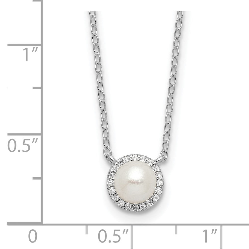 Sterling Silver Cheryl M Rhodium-Plated CZ & Fwc Pearl Necklace