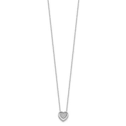 Sterling Silver Cheryl M Rhodium-Plated CZ Double Heart Necklace