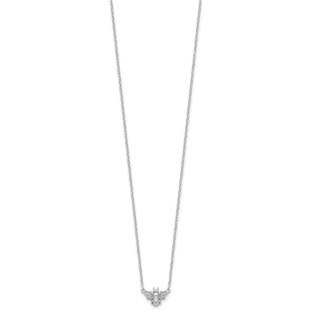 Sterling Silver Cheryl M Rhodium-Plated CZ Bee Necklace