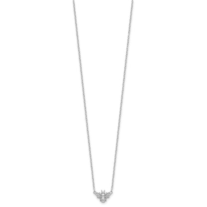 Sterling Silver Cheryl M Rhodium-Plated CZ Bee Necklace