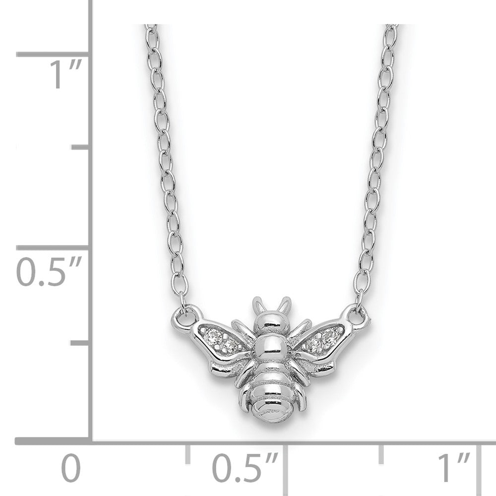 Sterling Silver Cheryl M Rhodium-Plated CZ Bee Necklace