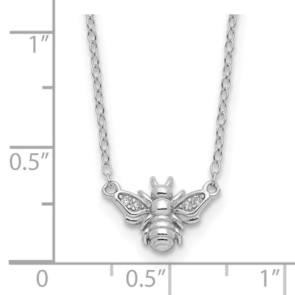 Sterling Silver Cheryl M Rhodium-Plated CZ Bee Necklace