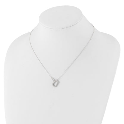 Sterling Silver Cheryl M Rhodium-Plated CZ Oval Links Necklace