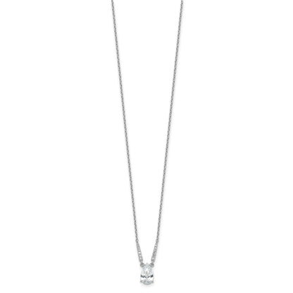 Sterling Silver Cheryl M Rhodium-Plated Pear Shaped CZ Necklace