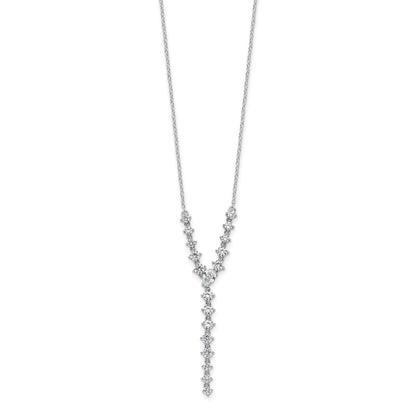 Sterling Silver Cheryl M Rhodium-Plated Fancy CZ Y-Drop Necklace