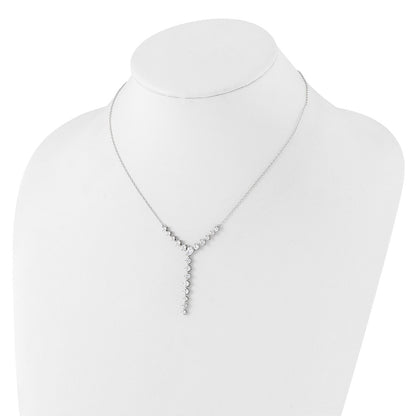 Sterling Silver Cheryl M Rhodium-Plated Fancy CZ Y-Drop Necklace