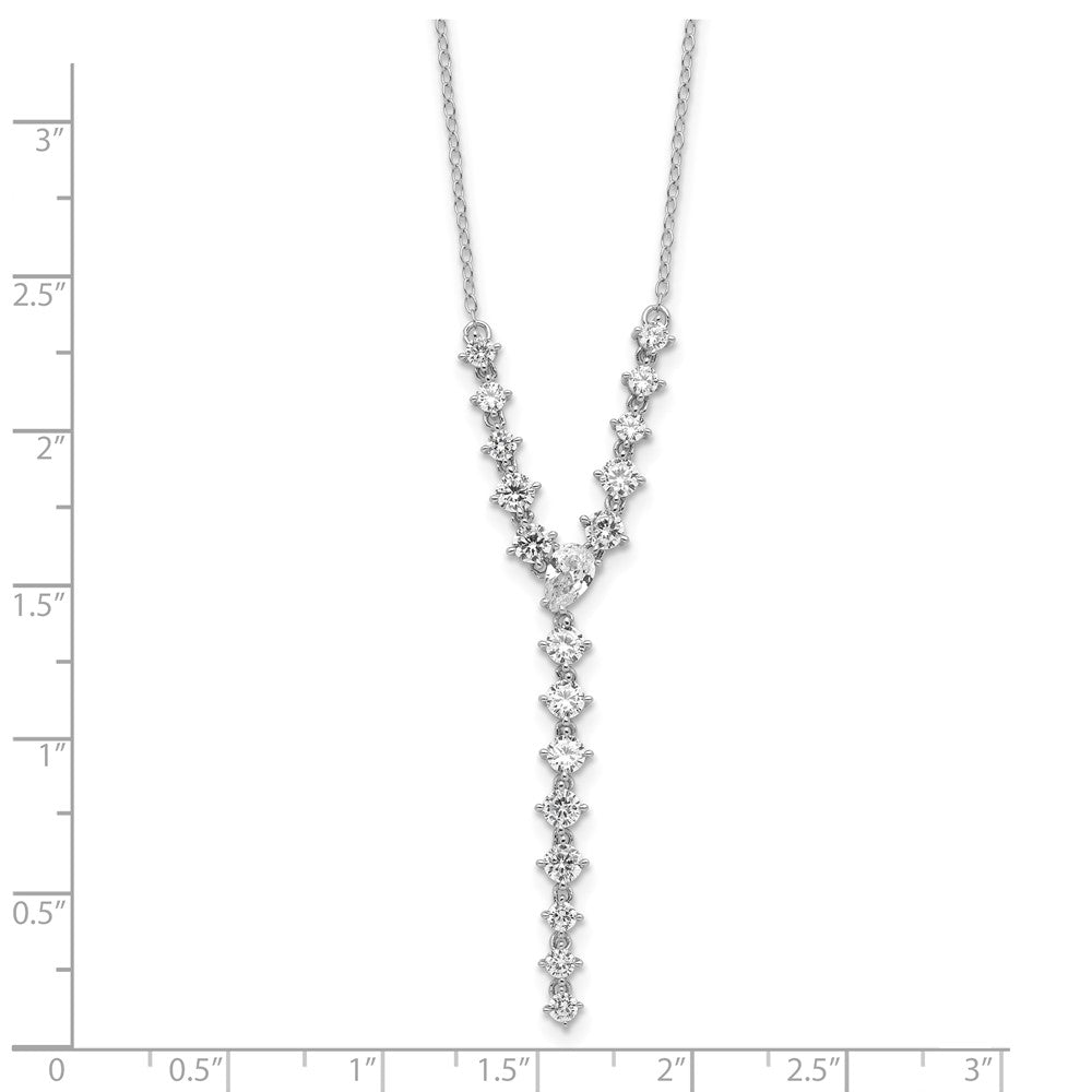 Sterling Silver Cheryl M Rhodium-Plated Fancy CZ Y-Drop Necklace