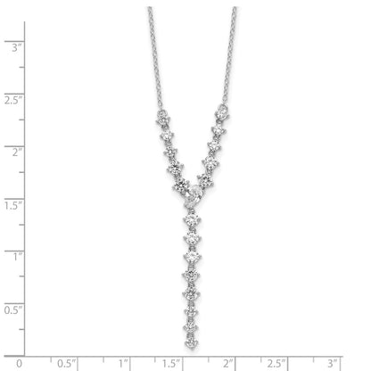 Sterling Silver Cheryl M Rhodium-Plated Fancy CZ Y-Drop Necklace