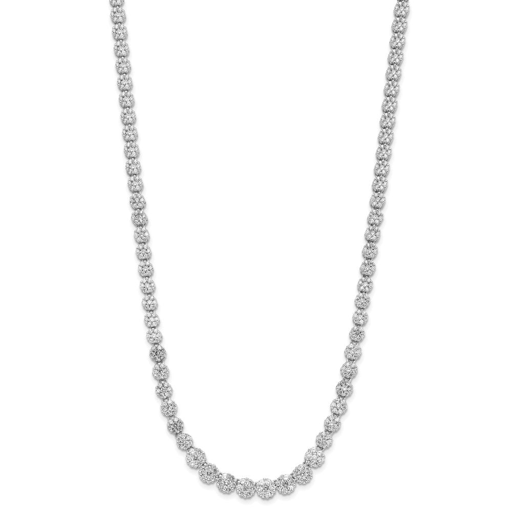 Sterling Silver Cheryl M Rhodium-Plated Fancy CZ w/2in Ext. Necklace
