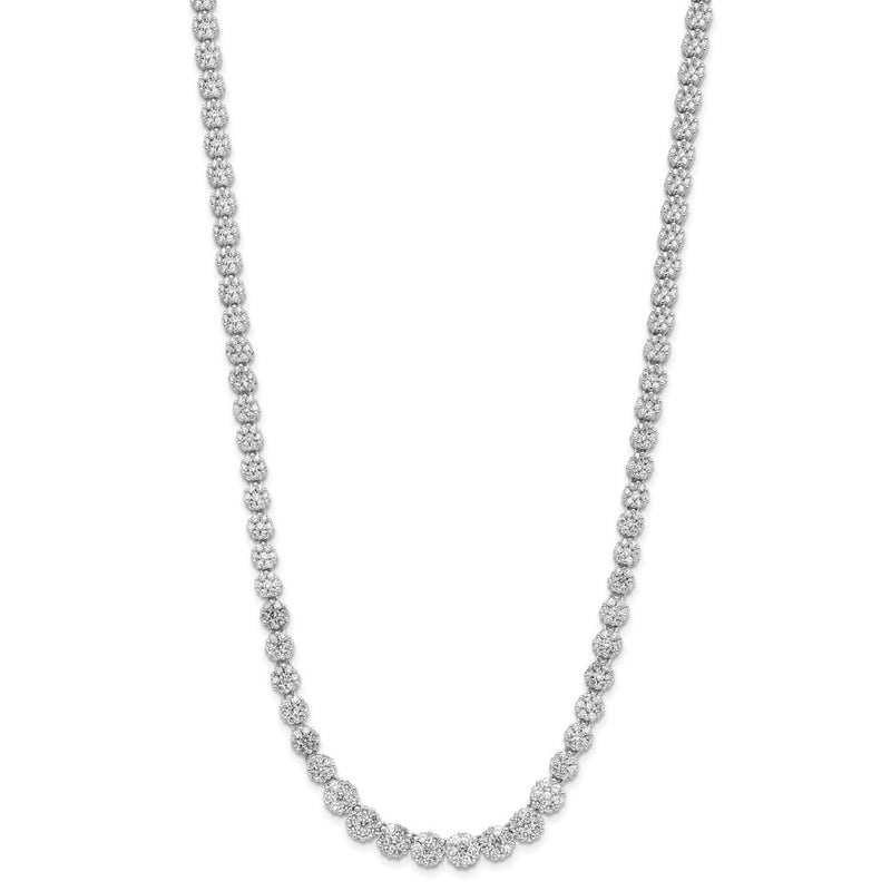 Sterling Silver Cheryl M Rhodium-Plated Fancy CZ w/2in Ext. Necklace