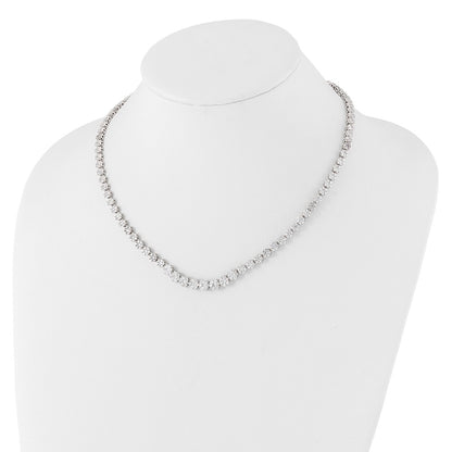 Sterling Silver Cheryl M Rhodium-Plated Fancy CZ w/2in Ext. Necklace