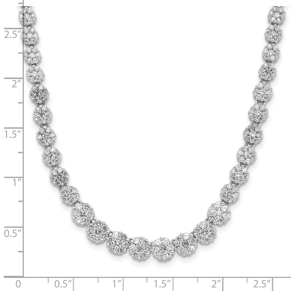 Sterling Silver Cheryl M Rhodium-Plated Fancy CZ w/2in Ext. Necklace