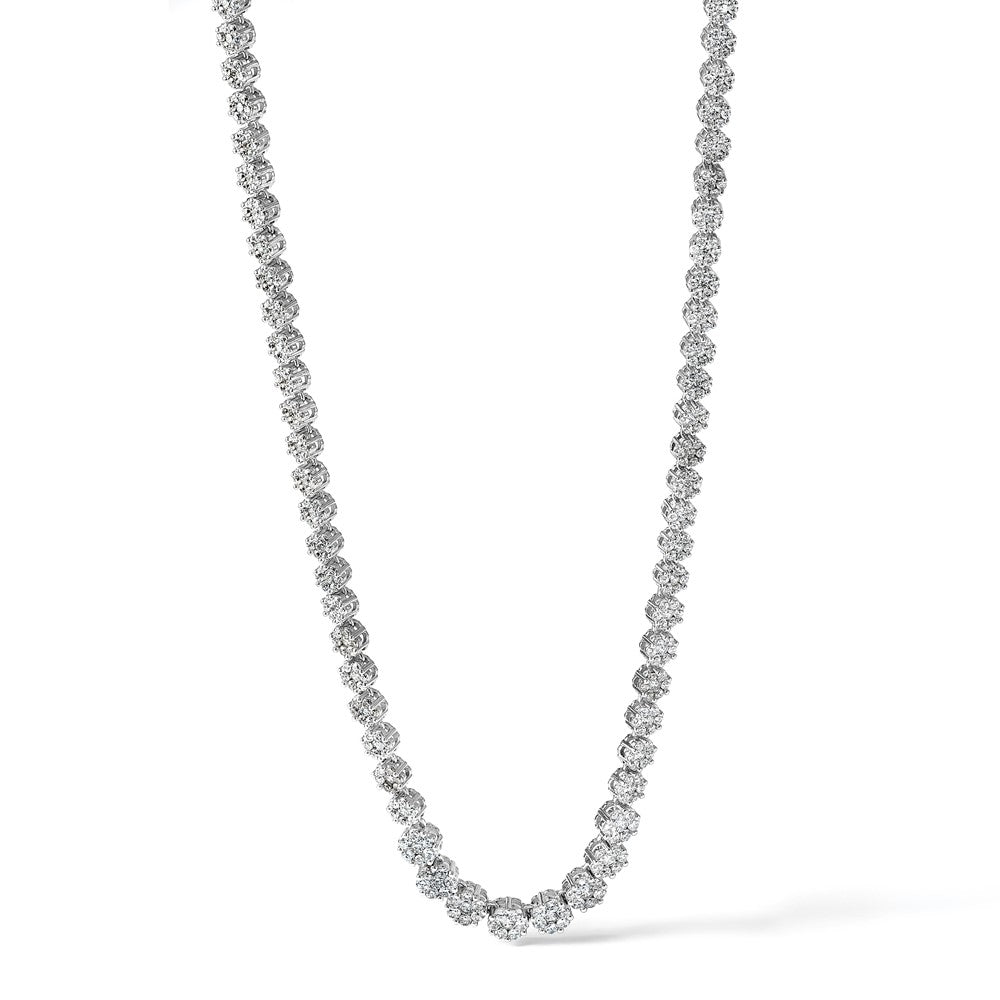 Sterling Silver Cheryl M Rhodium-Plated Fancy CZ w/2in Ext. Necklace