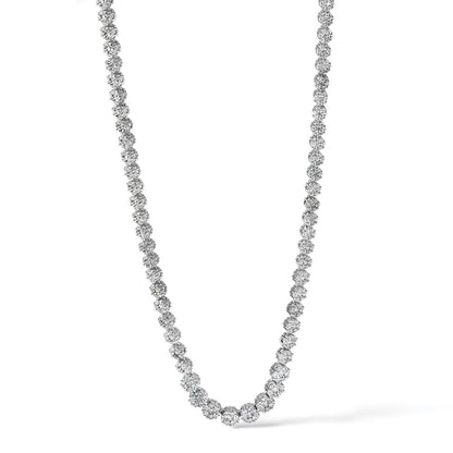 Sterling Silver Cheryl M Rhodium-Plated Fancy CZ w/2in Ext. Necklace