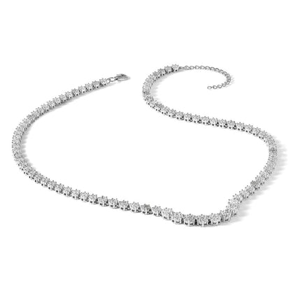 Sterling Silver Cheryl M Rhodium-Plated Fancy CZ w/2in Ext. Necklace