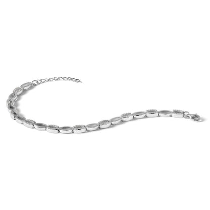 Sterling Silver Cheryl M Rhodium-Plated CZ Link w/1 in Ext Bracelet