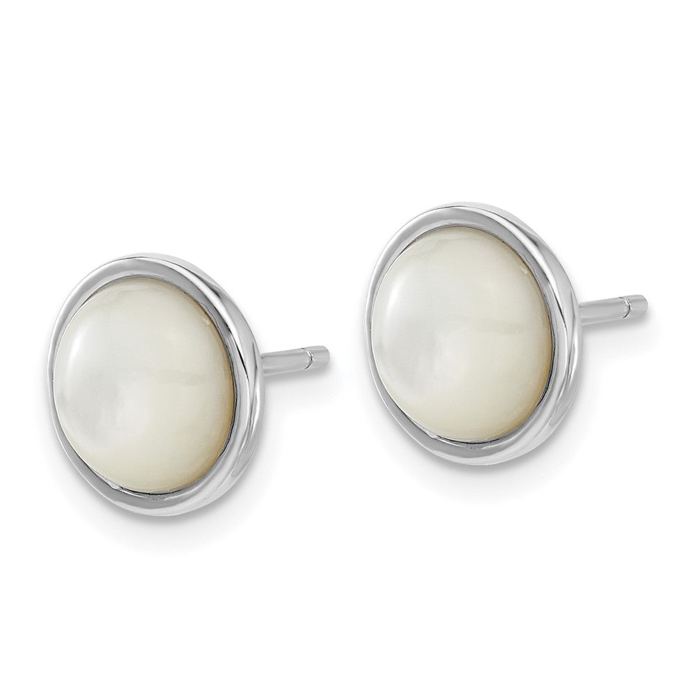 Sterling Silver Cheryl M Rhodium-Plated Mother of Pearl Post Earrings