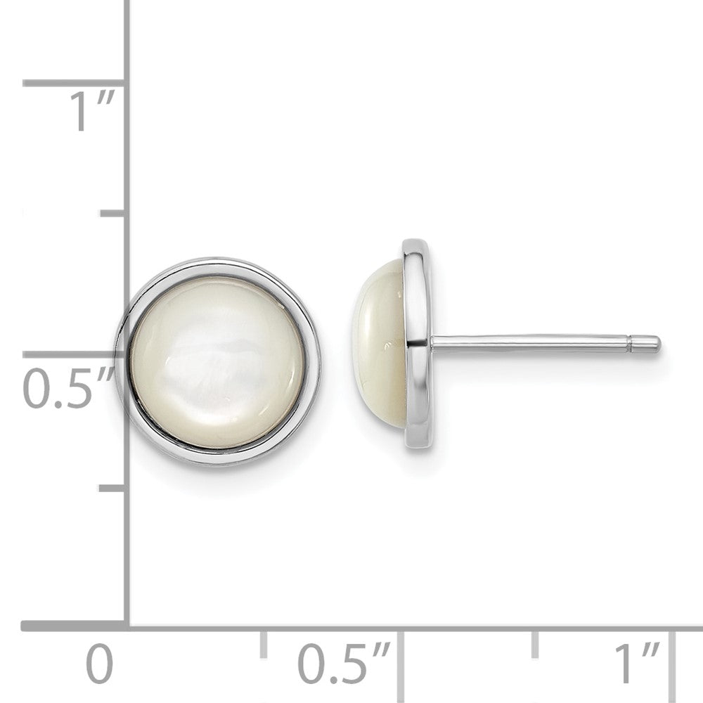 Sterling Silver Cheryl M Rhodium-Plated Mother of Pearl Post Earrings