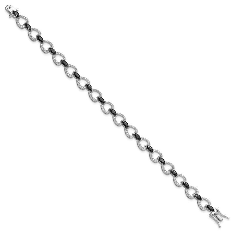 Sterling Silver Cheryl M Rhodium-Plated Black & White CZ Bracelet