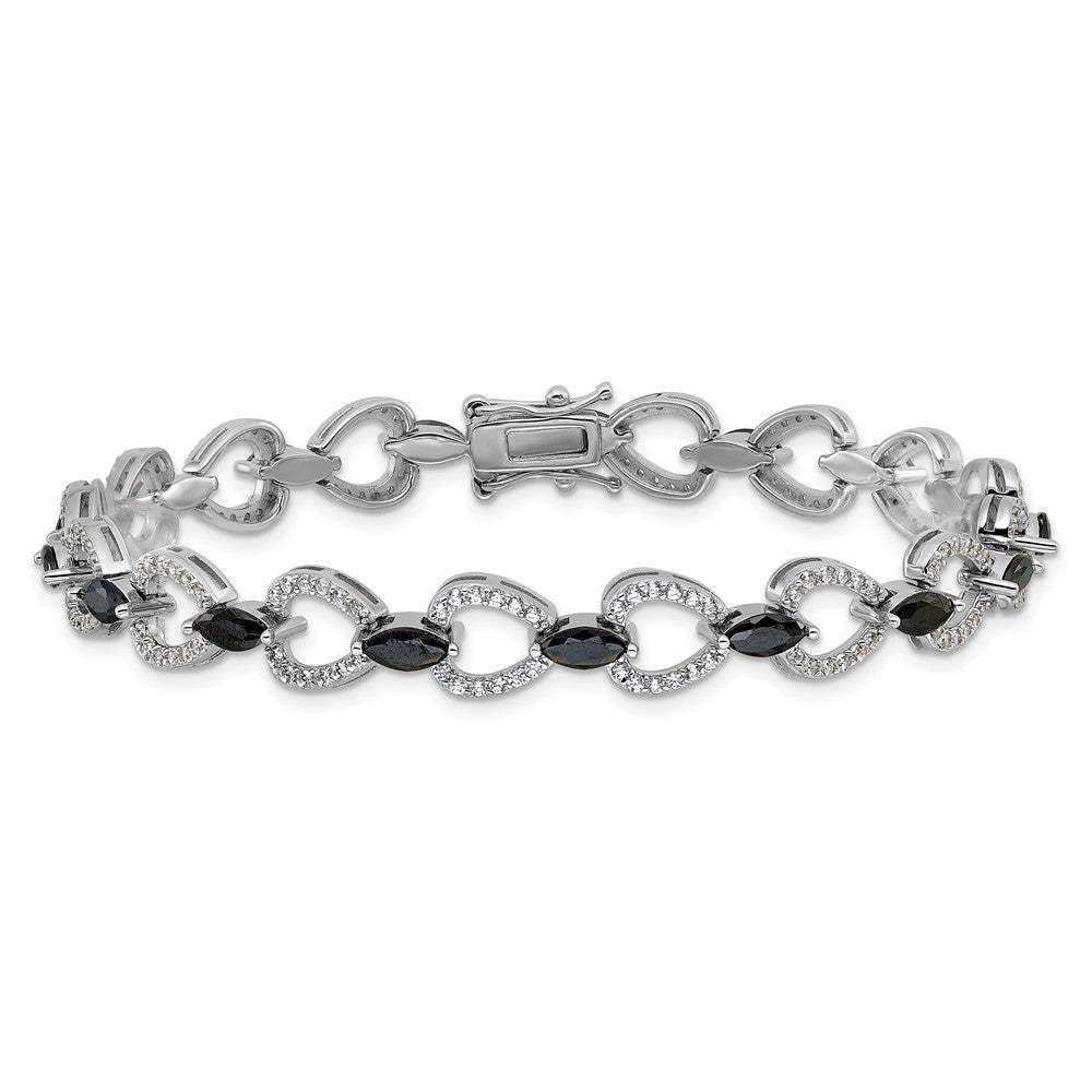 Sterling Silver Cheryl M Rhodium-Plated Black & White CZ Bracelet
