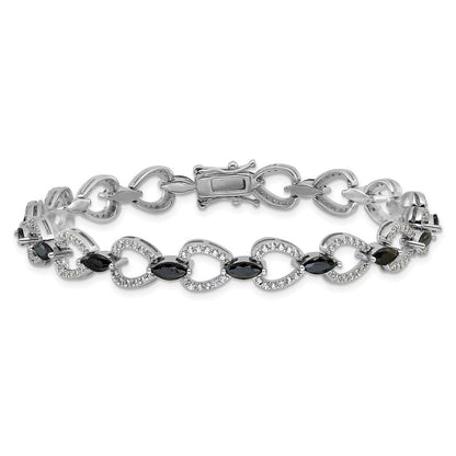 Sterling Silver Cheryl M Rhodium-Plated Black & White CZ Bracelet