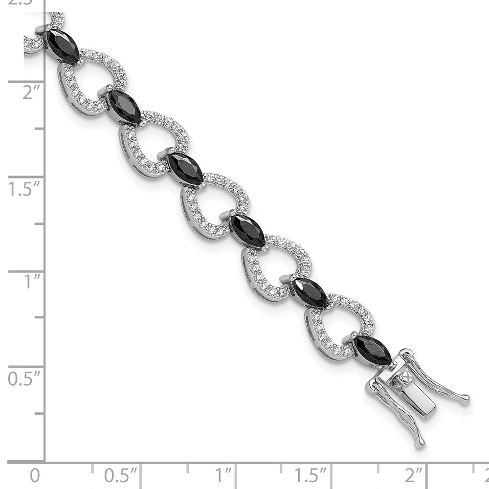 Sterling Silver Cheryl M Rhodium-Plated Black & White CZ Bracelet